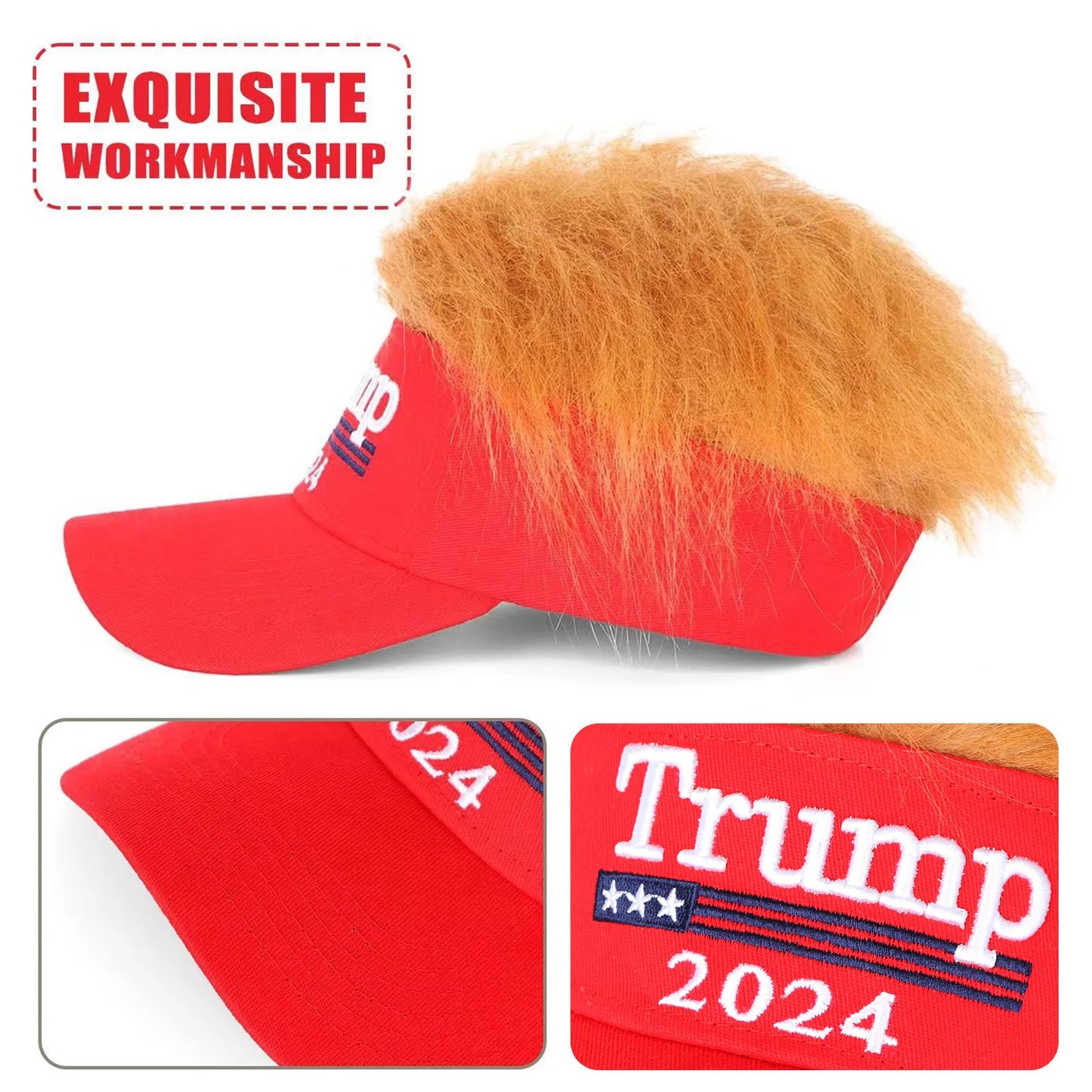 Trump Hats with Wigs 2024 Donald Trump - Patriot Picks