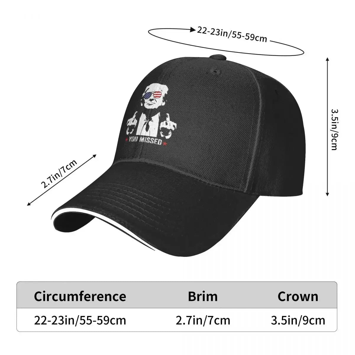 Assassination Shooting Trump You Missed  Baseball Caps - Patriot Picks