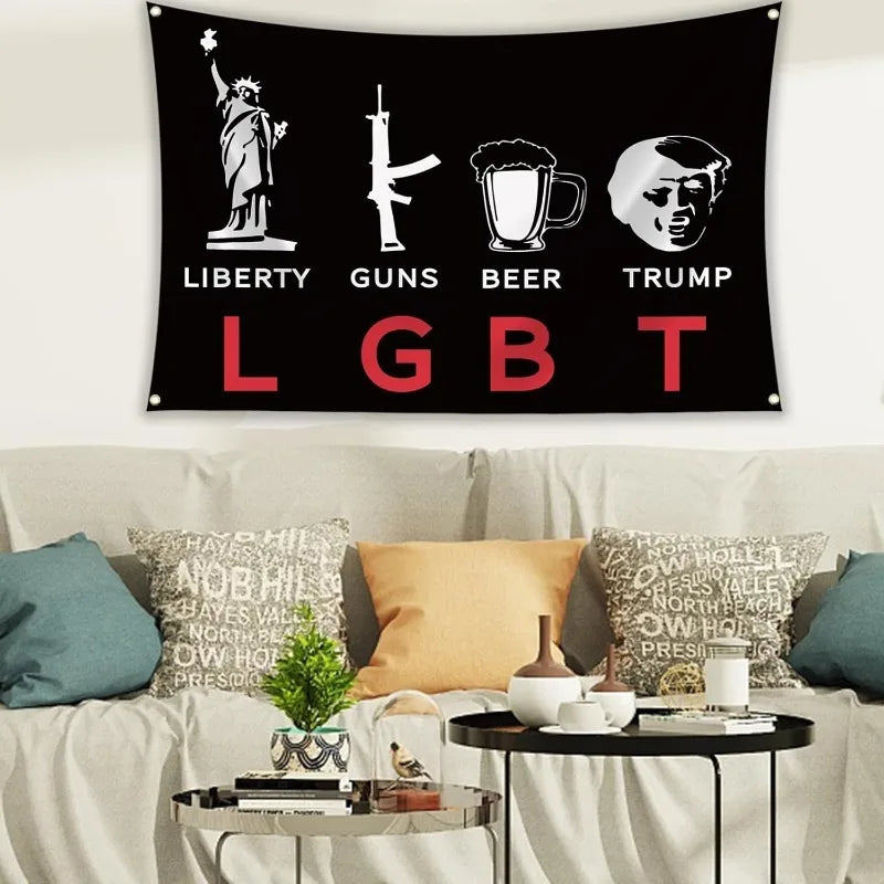Liberty Gun Beer Trump Funny Flag - Patriot Picks