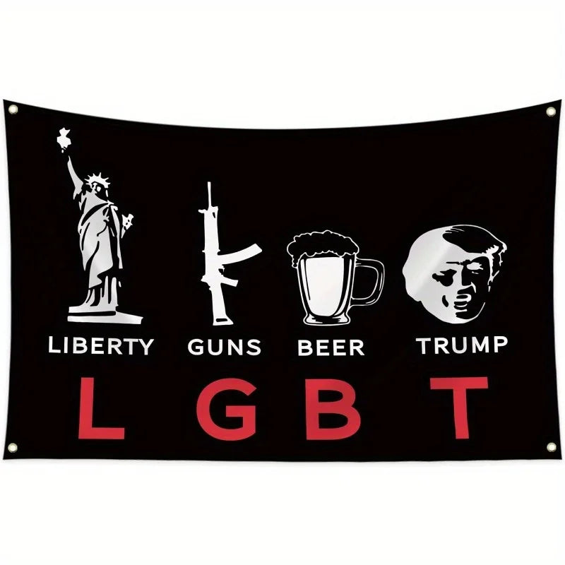 Liberty Gun Beer Trump Funny Flag - Patriot Picks