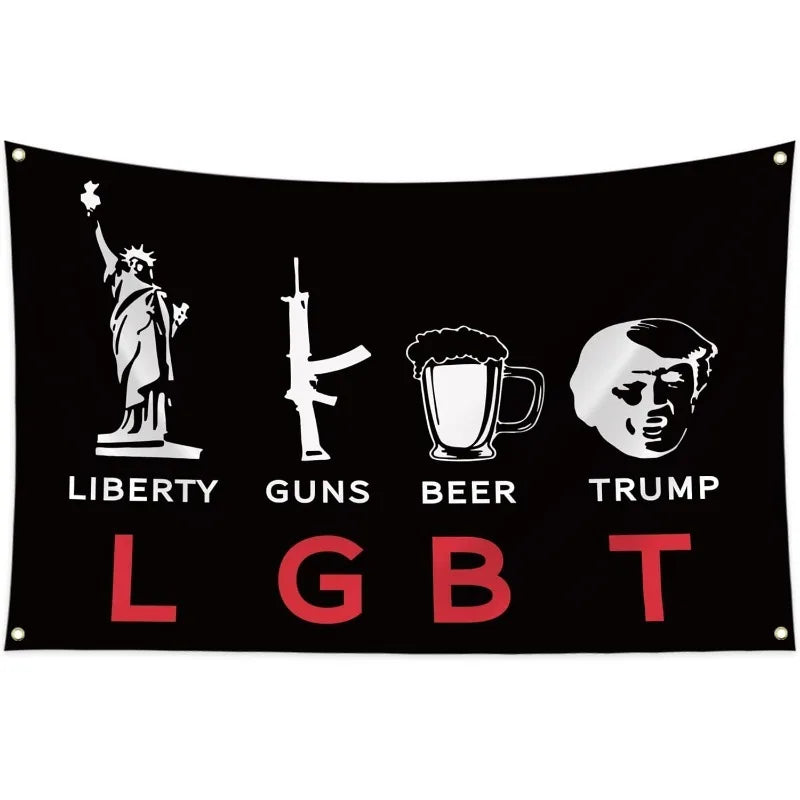 Liberty Gun Beer Trump Funny Flag - Patriot Picks