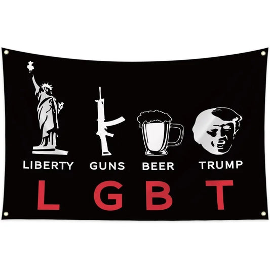 Liberty Gun Beer Trump Funny Flag - Patriot Picks
