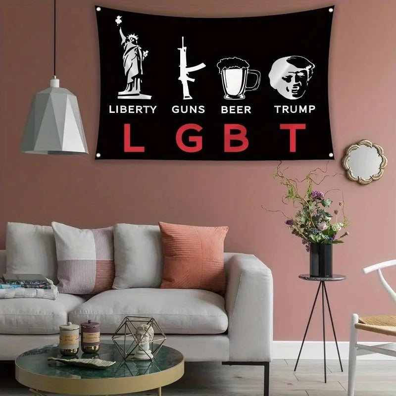 Liberty Gun Beer Trump Funny Flag - Patriot Picks